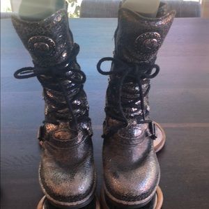 🖤NewRock Metallic tall boots with side zipper🖤